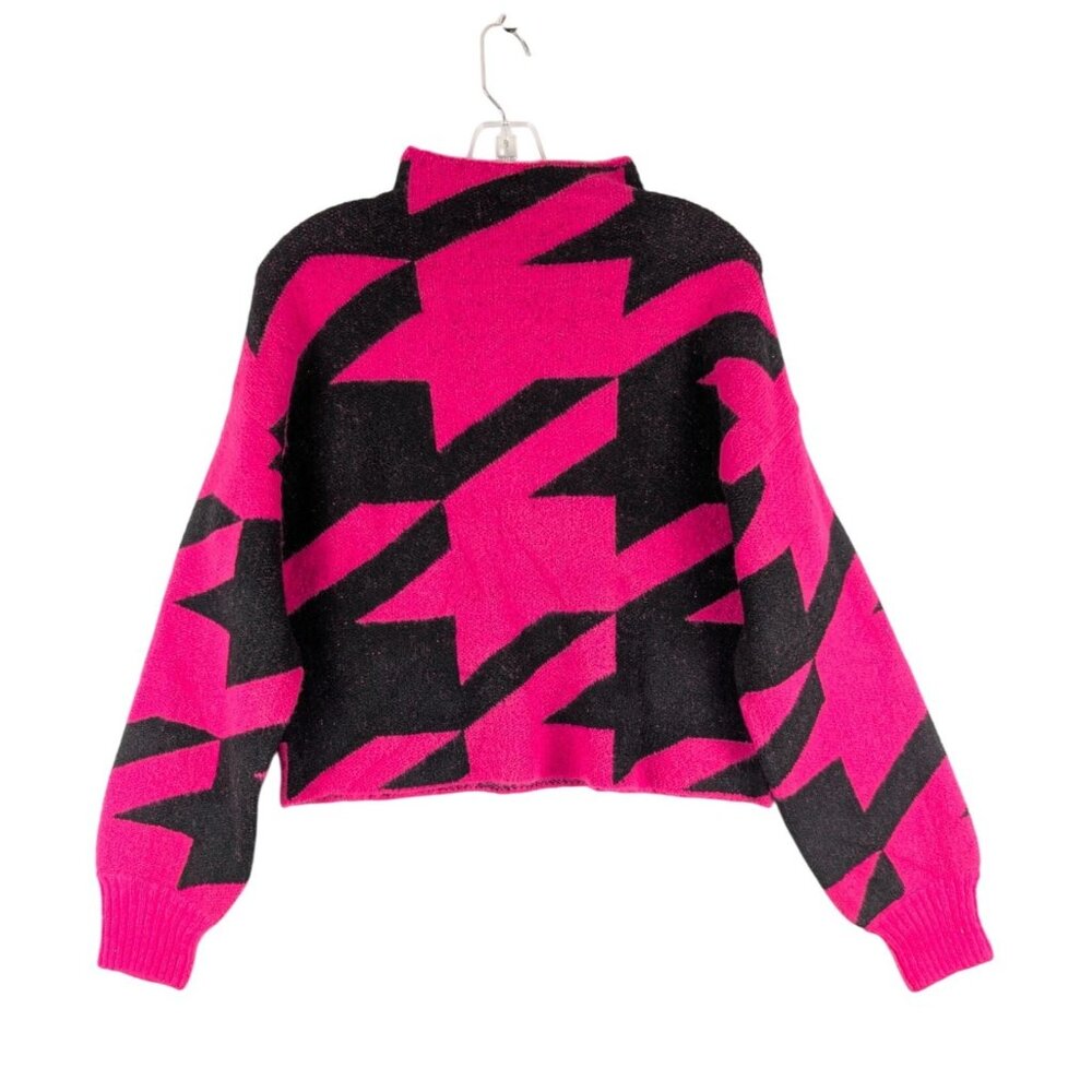 Central Park West Sweater Womens Small Pink Black Blanche‎ Abstract Pullover NWT
